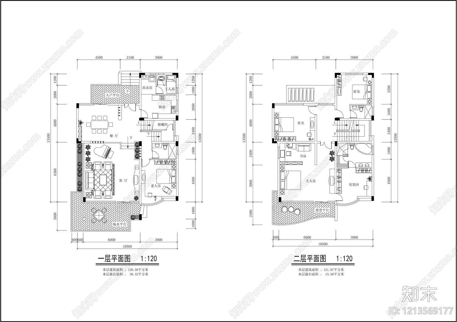 现代简约别墅建筑cad施工图下载【ID:1213569177】