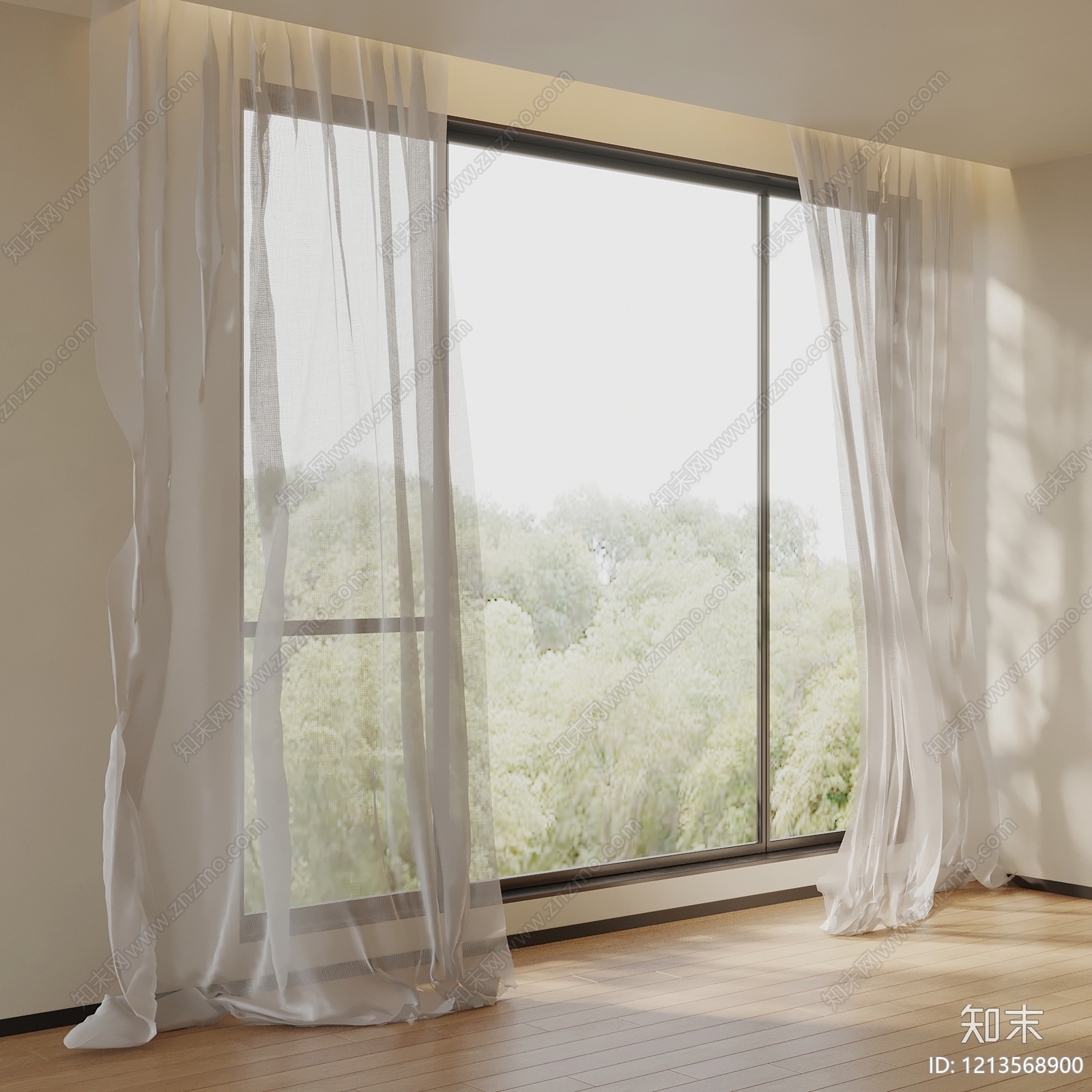 奶油风窗帘SU模型下载【ID:1213568900】