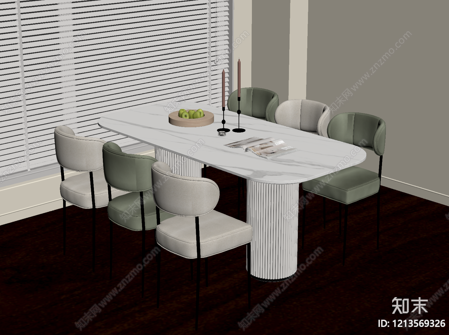 现代餐桌SU模型下载【ID:1213569326】