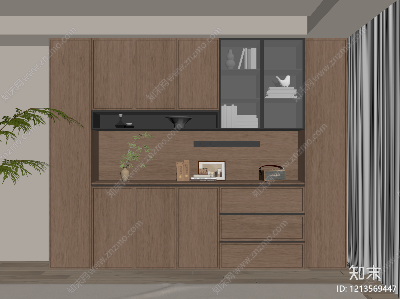 原木风酒柜SU模型下载【ID:1213569447】