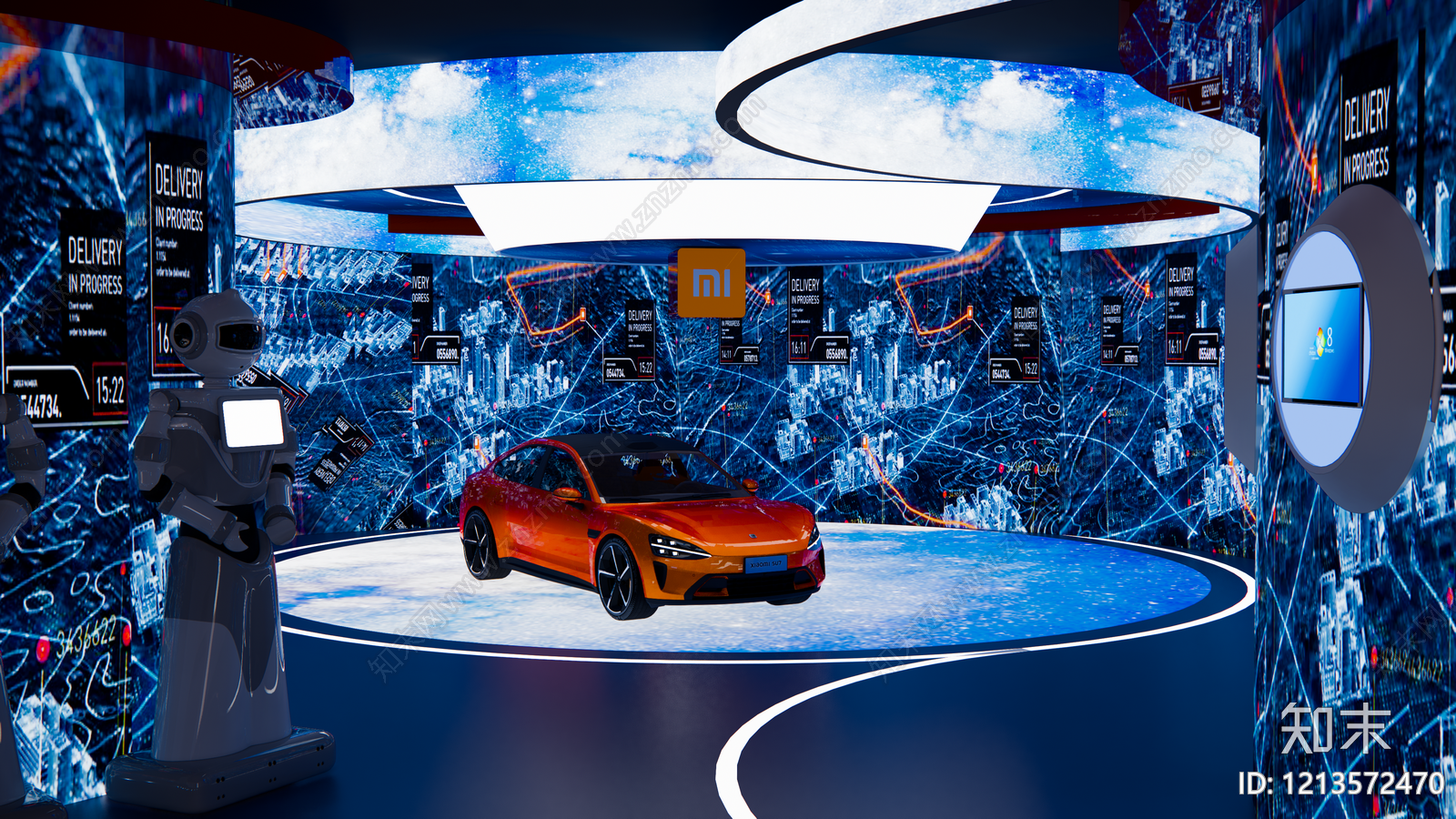 科技感展示空间汽车展厅SU模型下载【ID:1213572470】