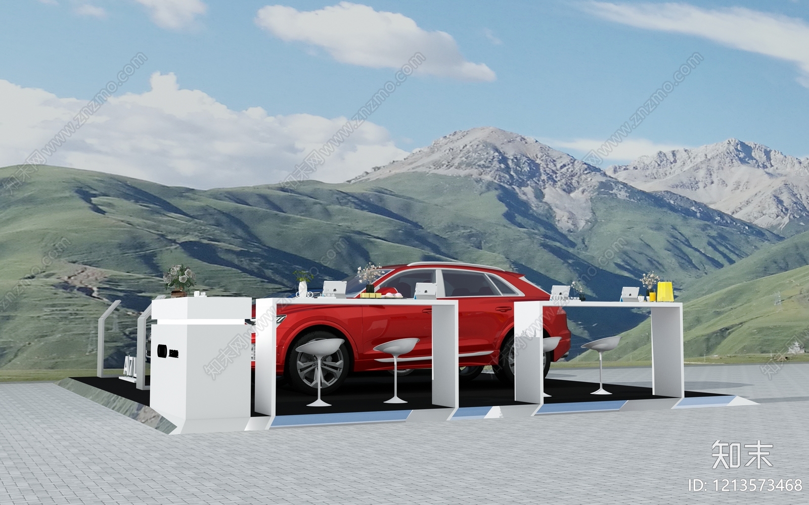 现代简约汽车展台3D模型下载【ID:1213573468】