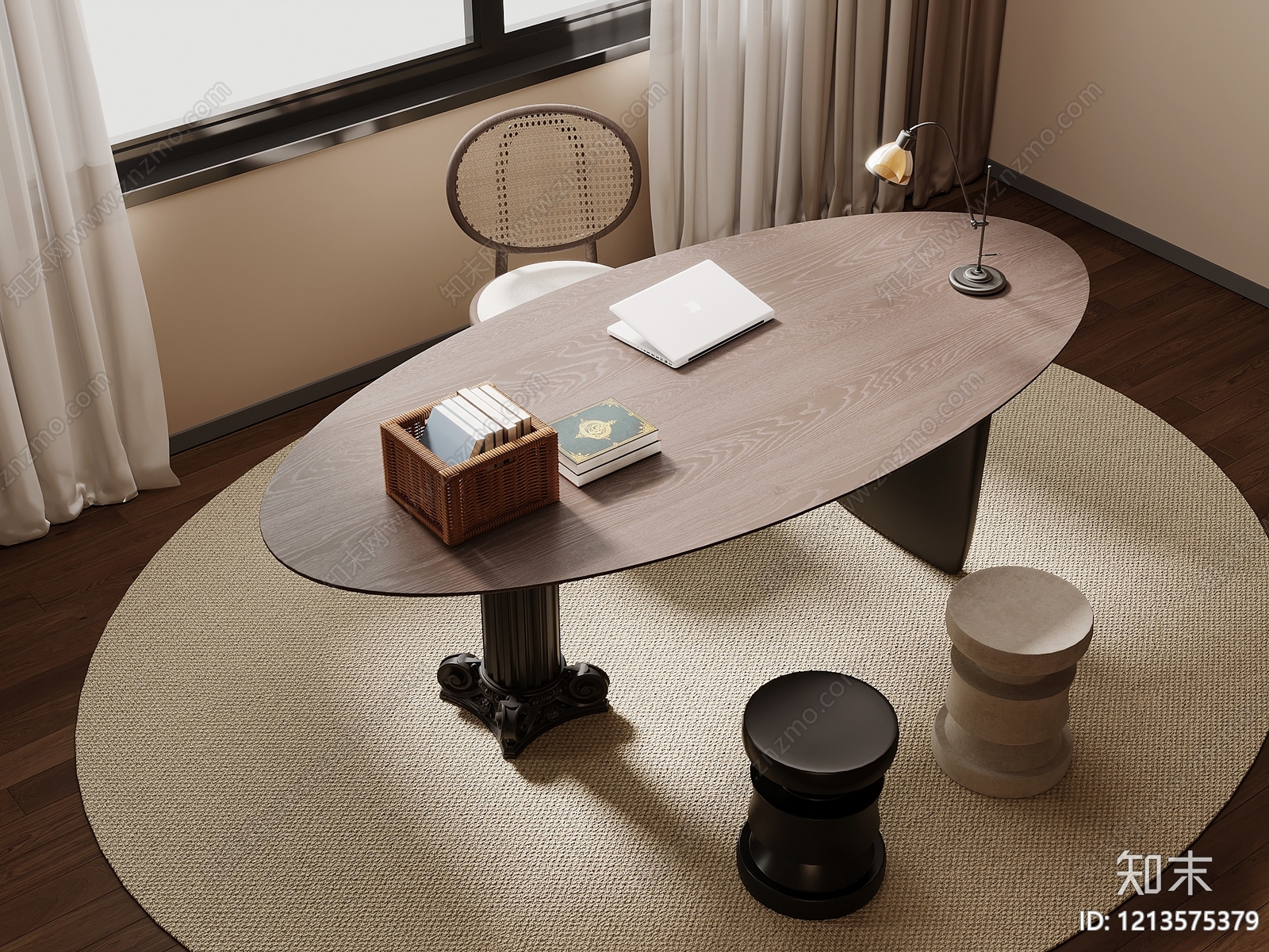 中古风书桌3D模型下载【ID:1213575379】