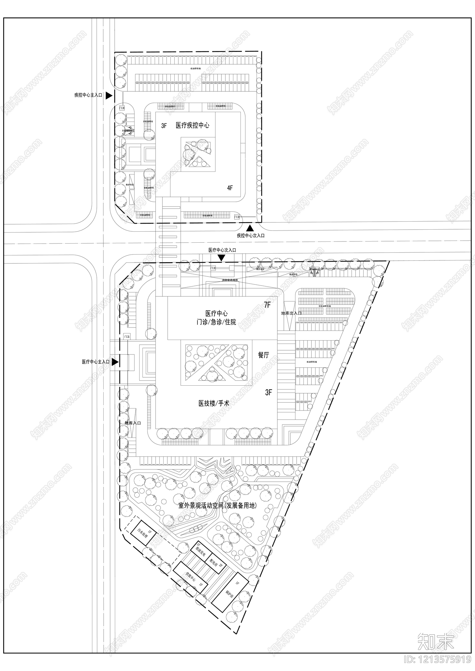 新中式医院建筑施工图下载【ID:1213575919】