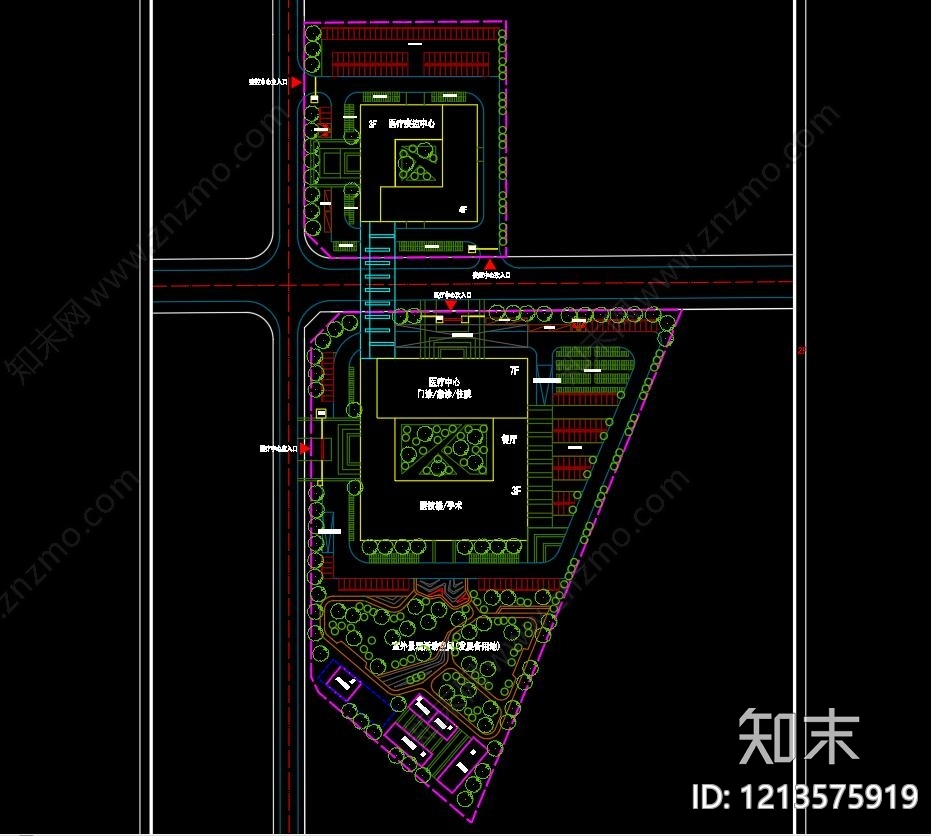新中式医院建筑cad施工图下载【ID:1213575919】