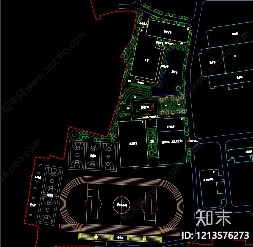 现代学校建筑cad施工图下载【ID:1213576273】