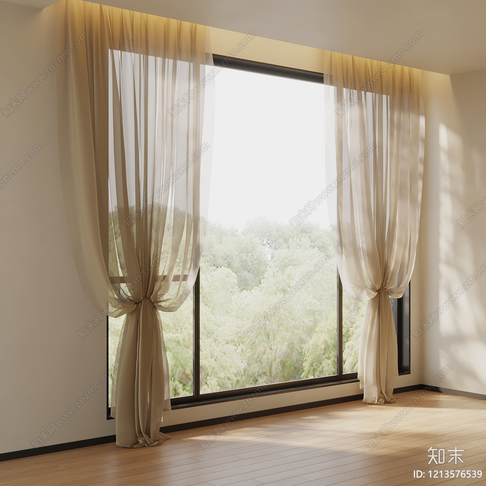 奶油风窗帘SU模型下载【ID:1213576539】