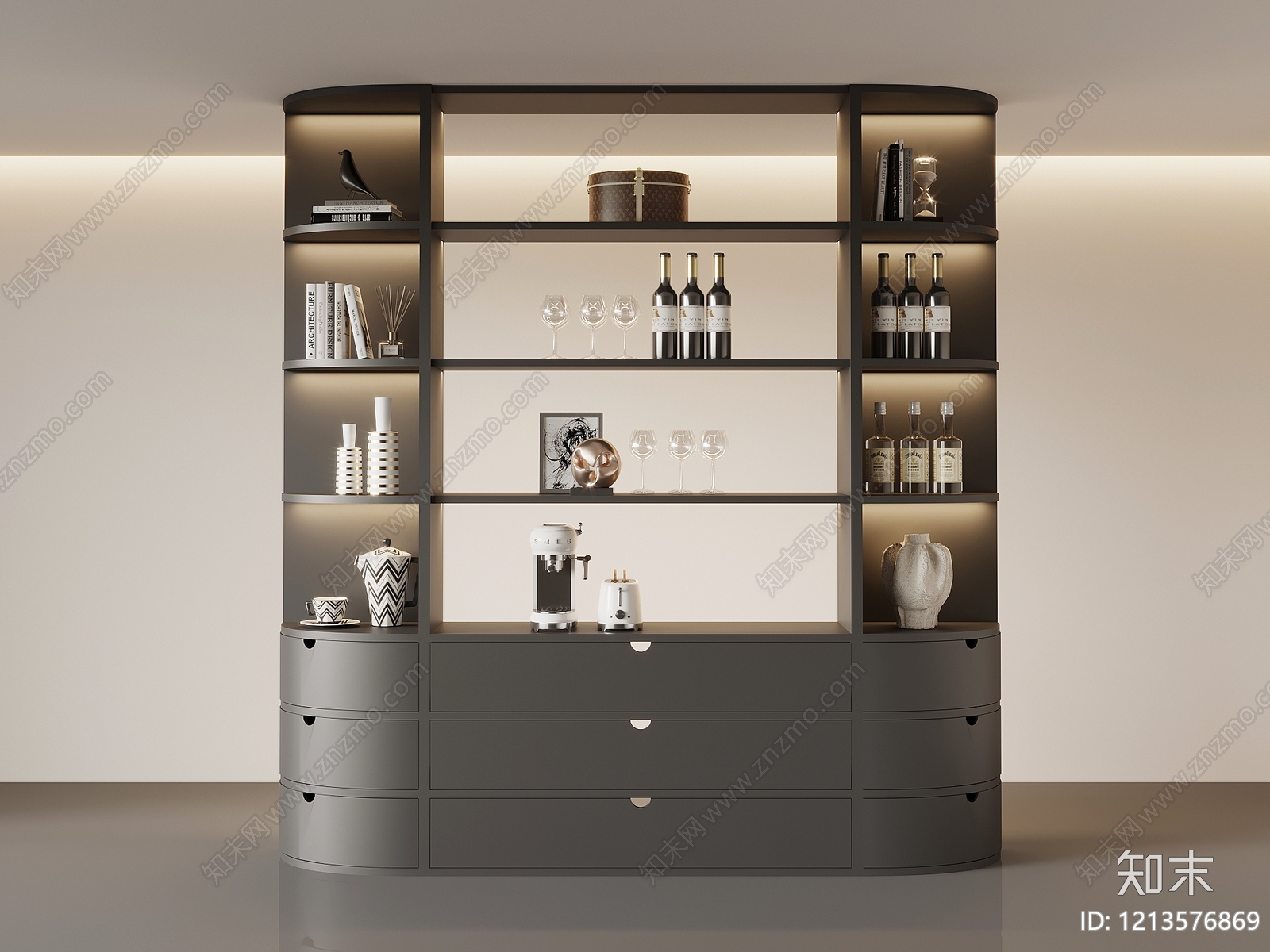 现代简约酒柜3D模型下载【ID:1213576869】