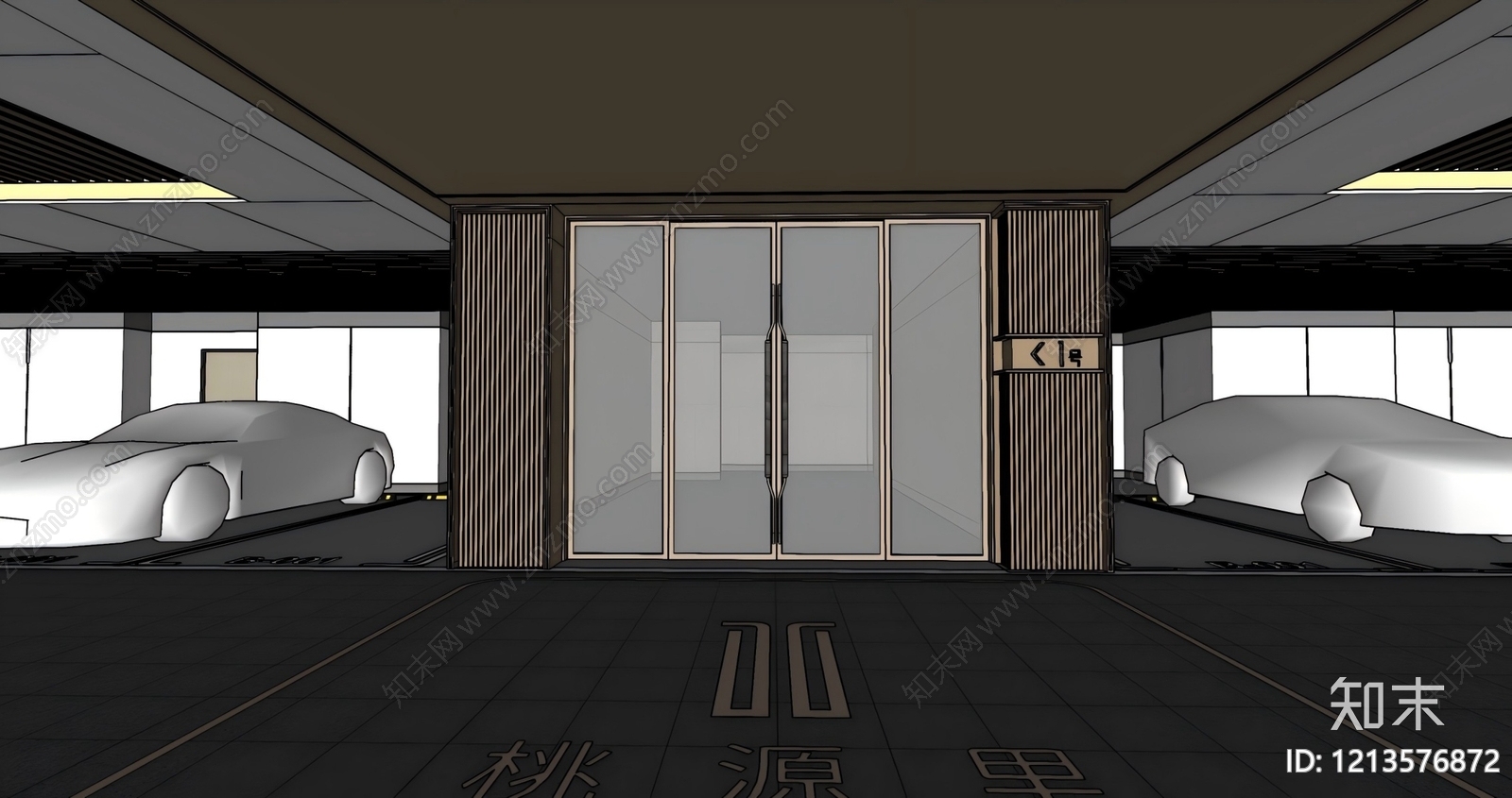 现代轻奢电梯厅SU模型下载【ID:1213576872】