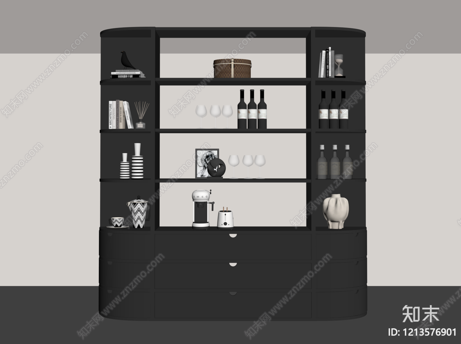 现代简约酒柜SU模型下载【ID:1213576901】