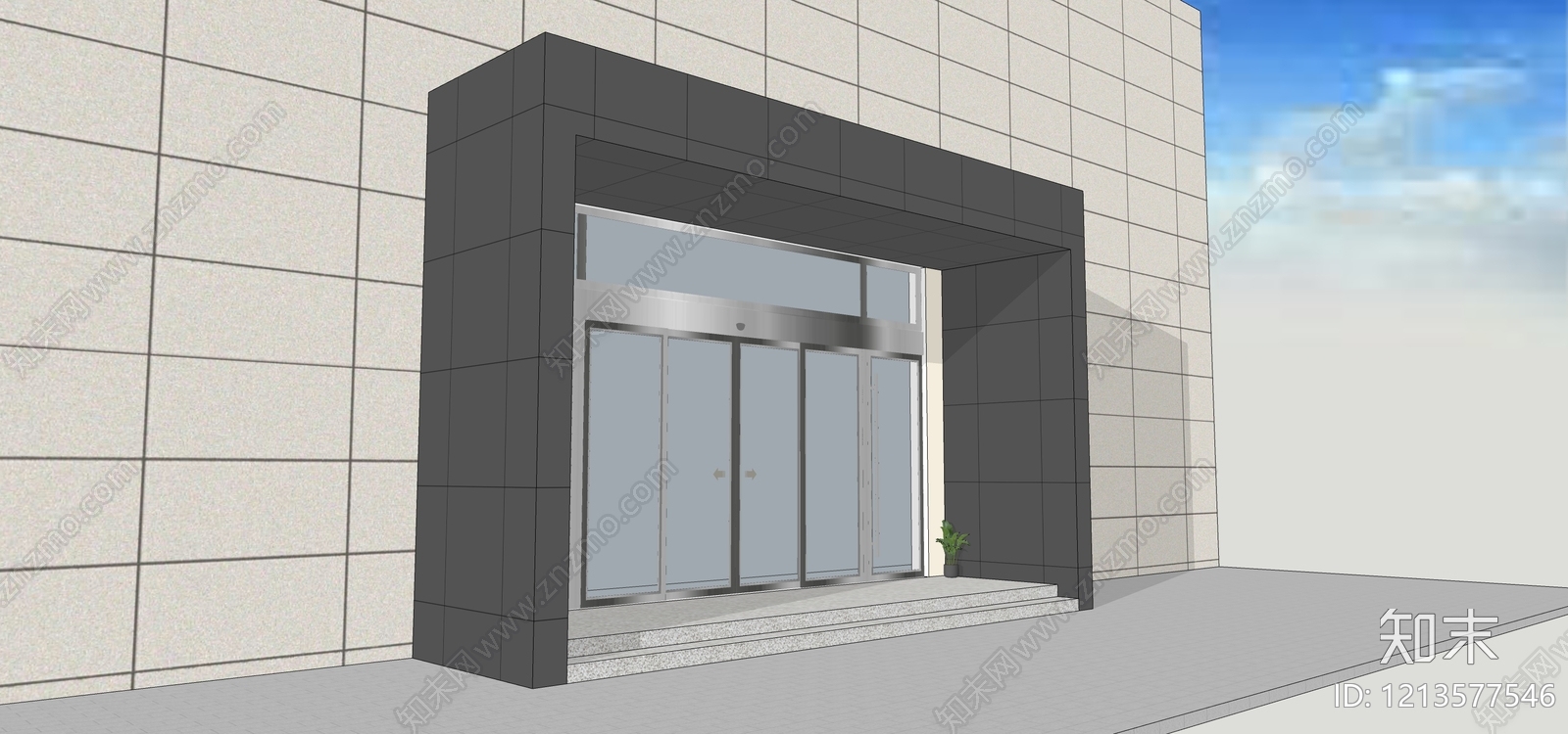 现代简约入口大门SU模型下载【ID:1213577546】