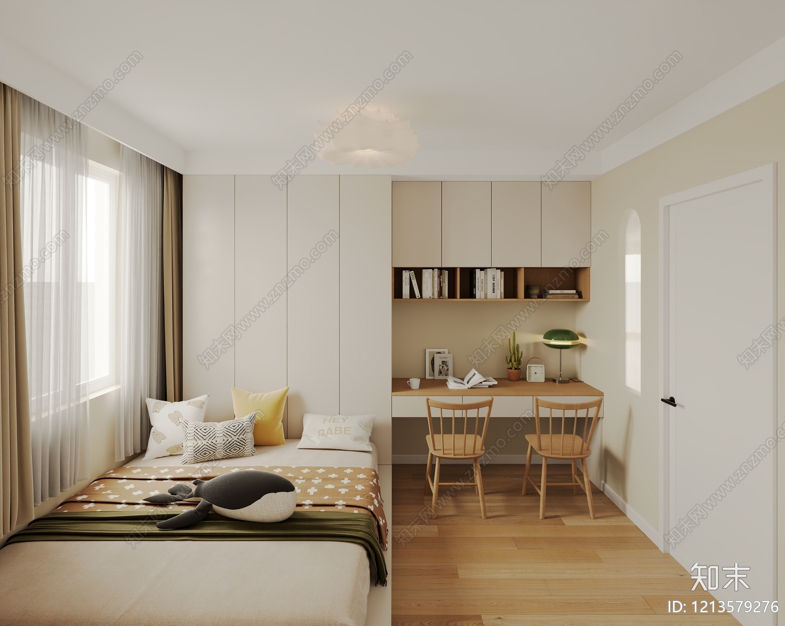 奶油风通用儿童房3D模型下载【ID:1213579276】