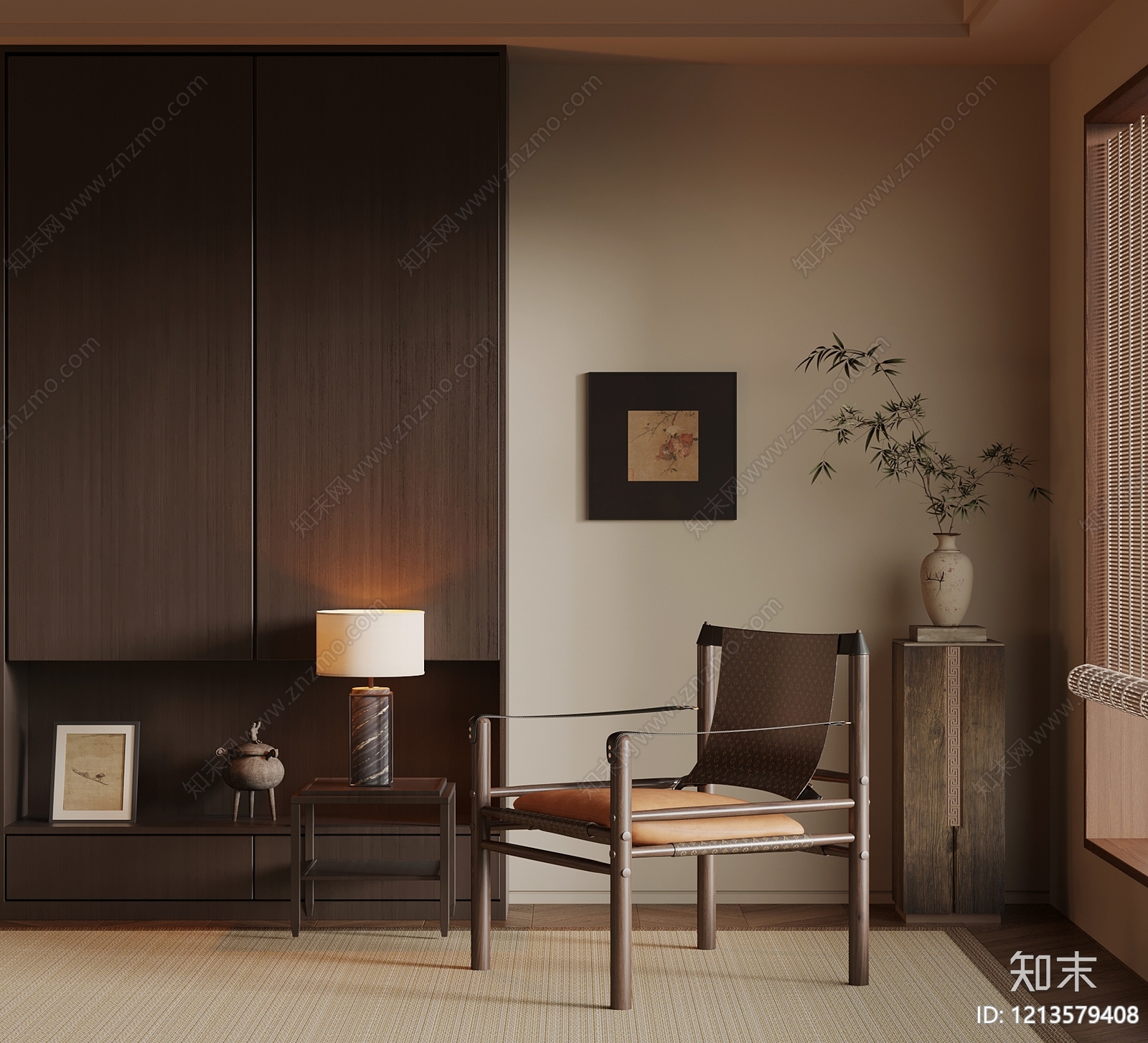 新中式休闲椅SU模型下载【ID:1213579408】