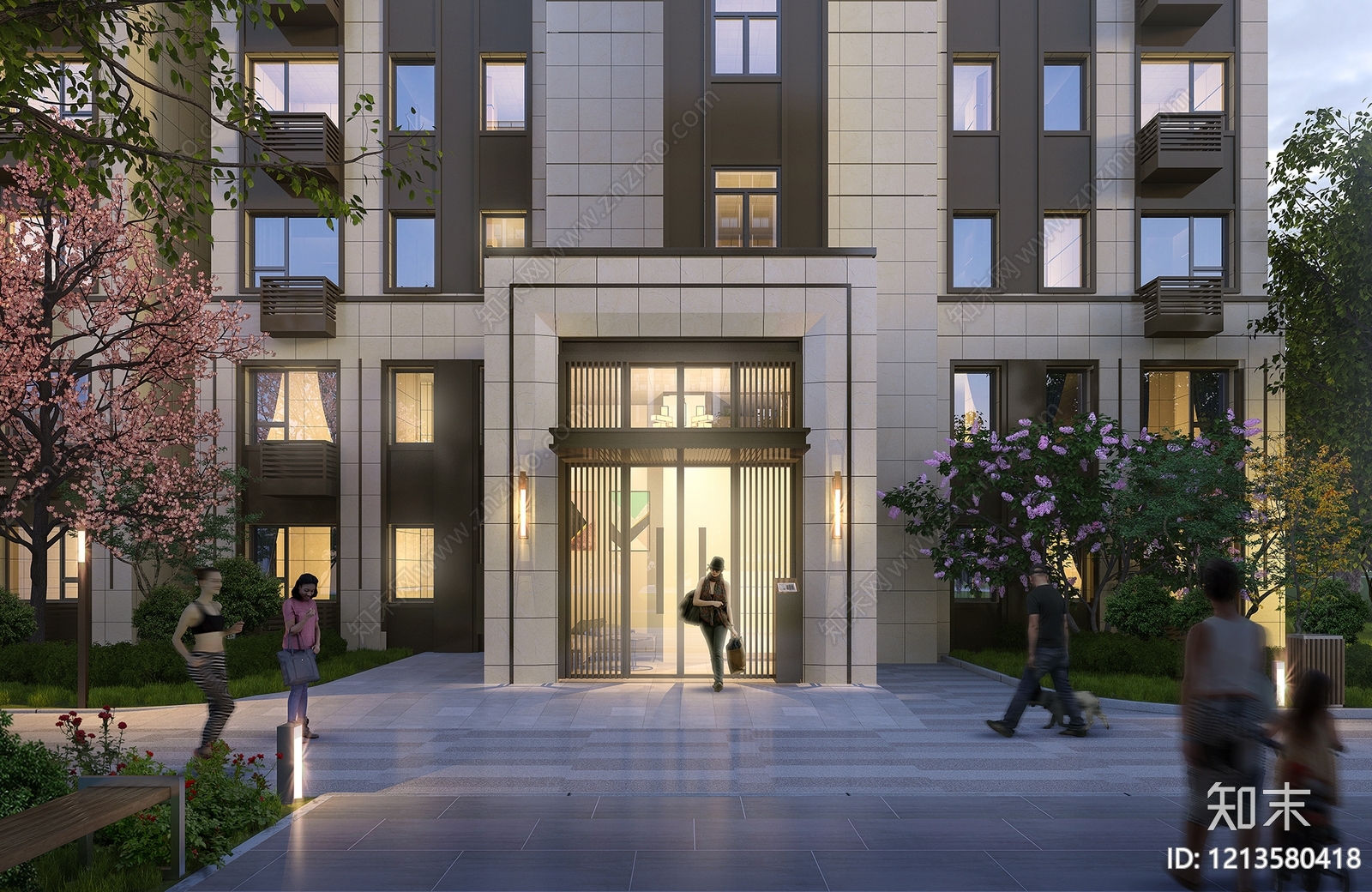现代简约小高层住宅楼3D模型下载【ID:1213580418】