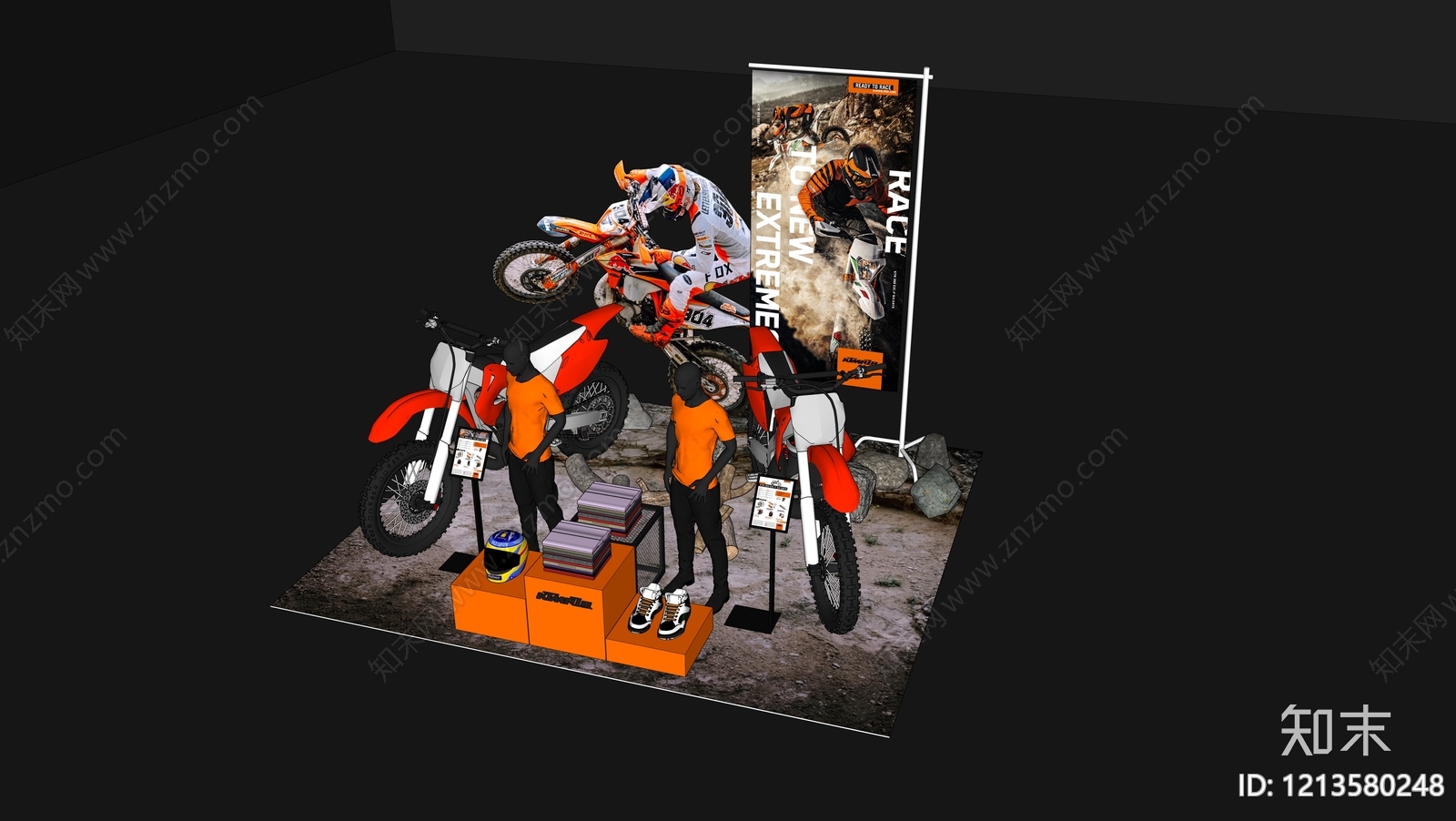 极限运动主题展示风格汽车展台SU模型下载【ID:1213580248】