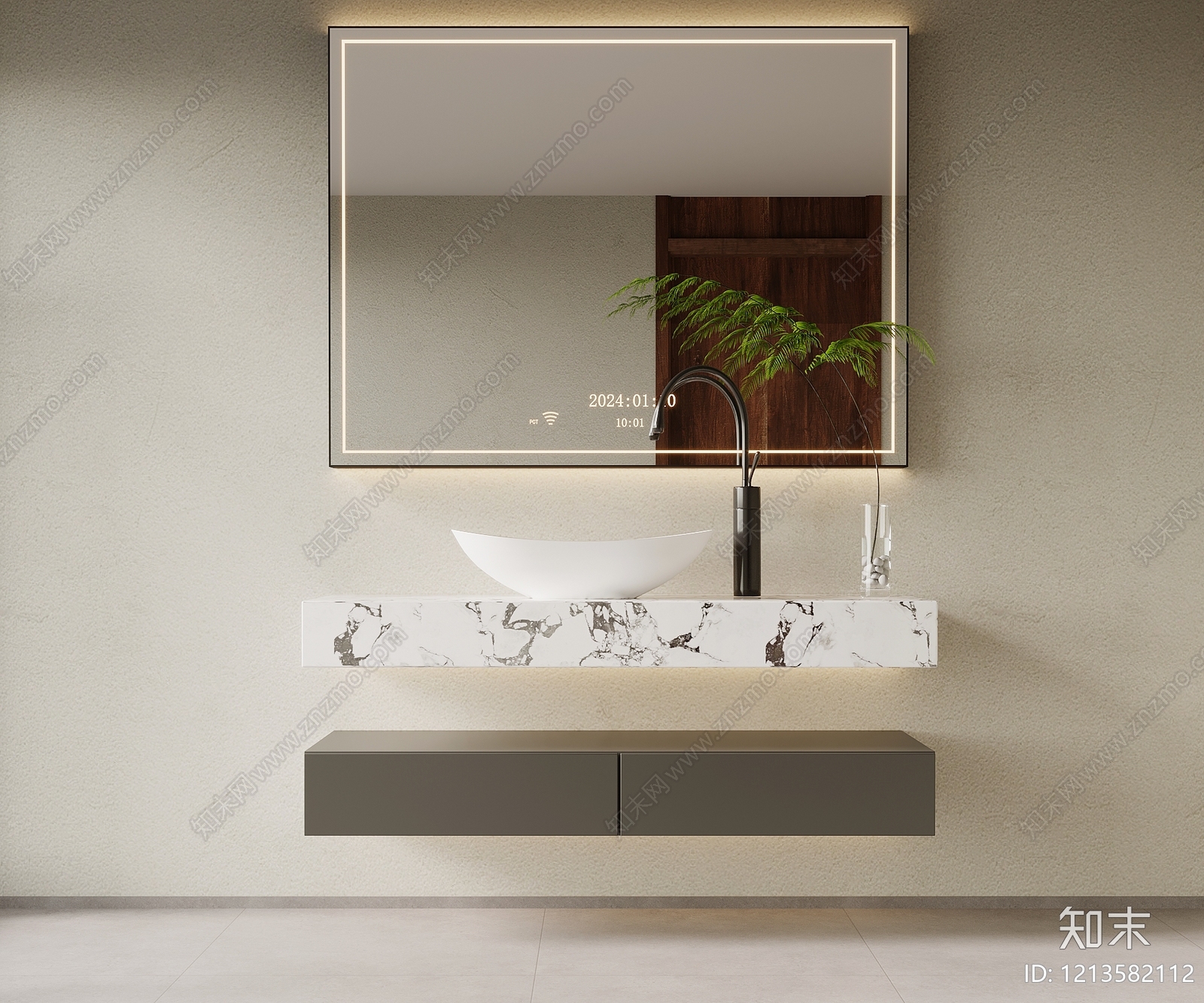 极简浴室柜3D模型下载【ID:1213582112】