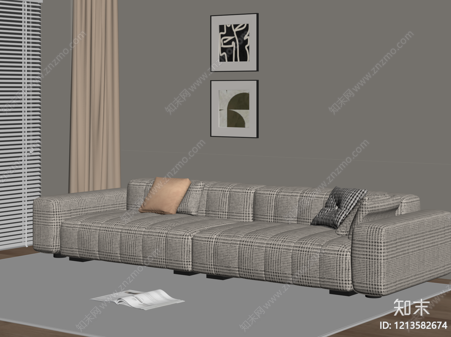 现代多人沙发SU模型下载【ID:1213582674】