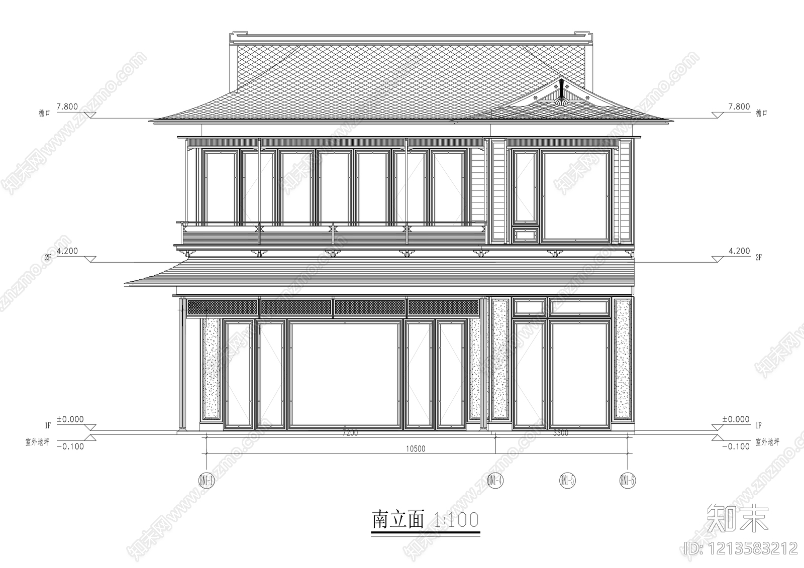新中式别墅建筑cad施工图下载【ID:1213583212】