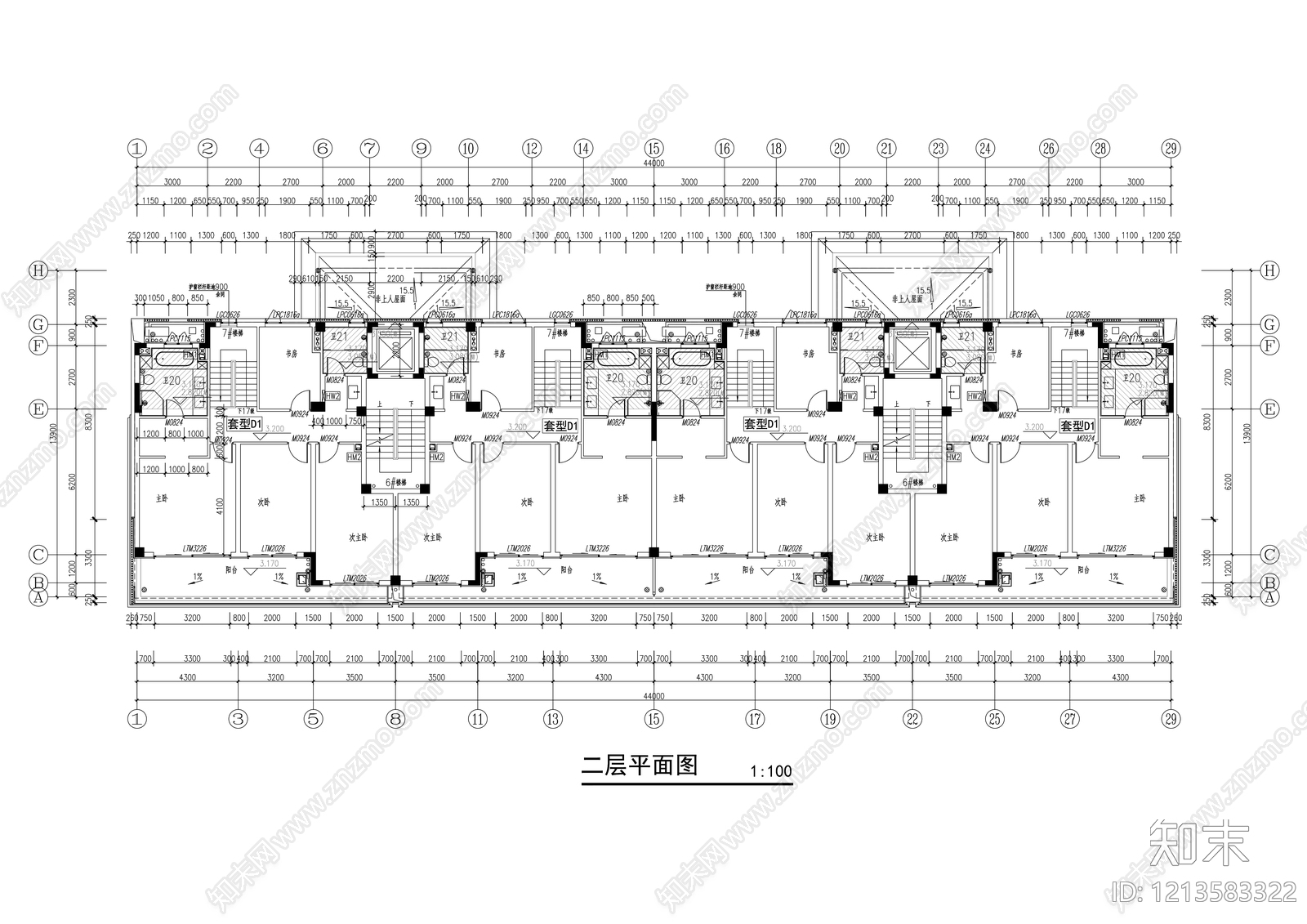 多层住宅cad施工图下载【ID:1213583322】