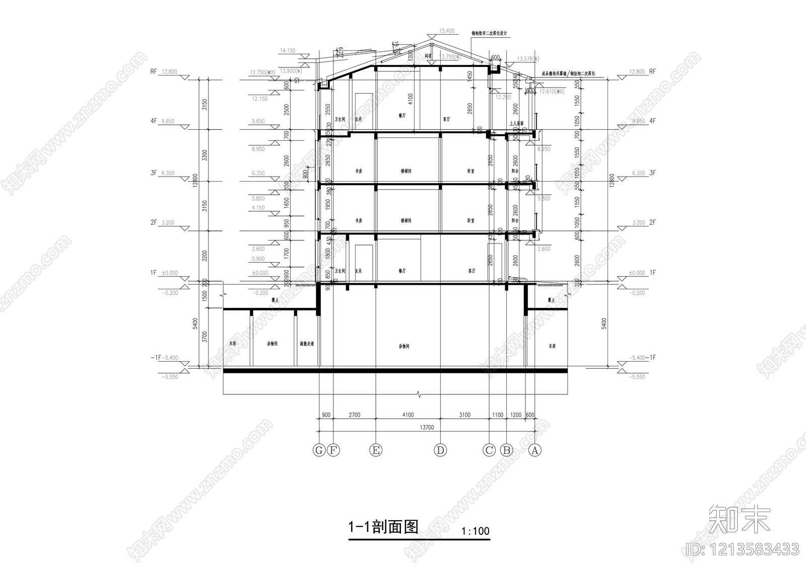 多层住宅cad施工图下载【ID:1213583433】