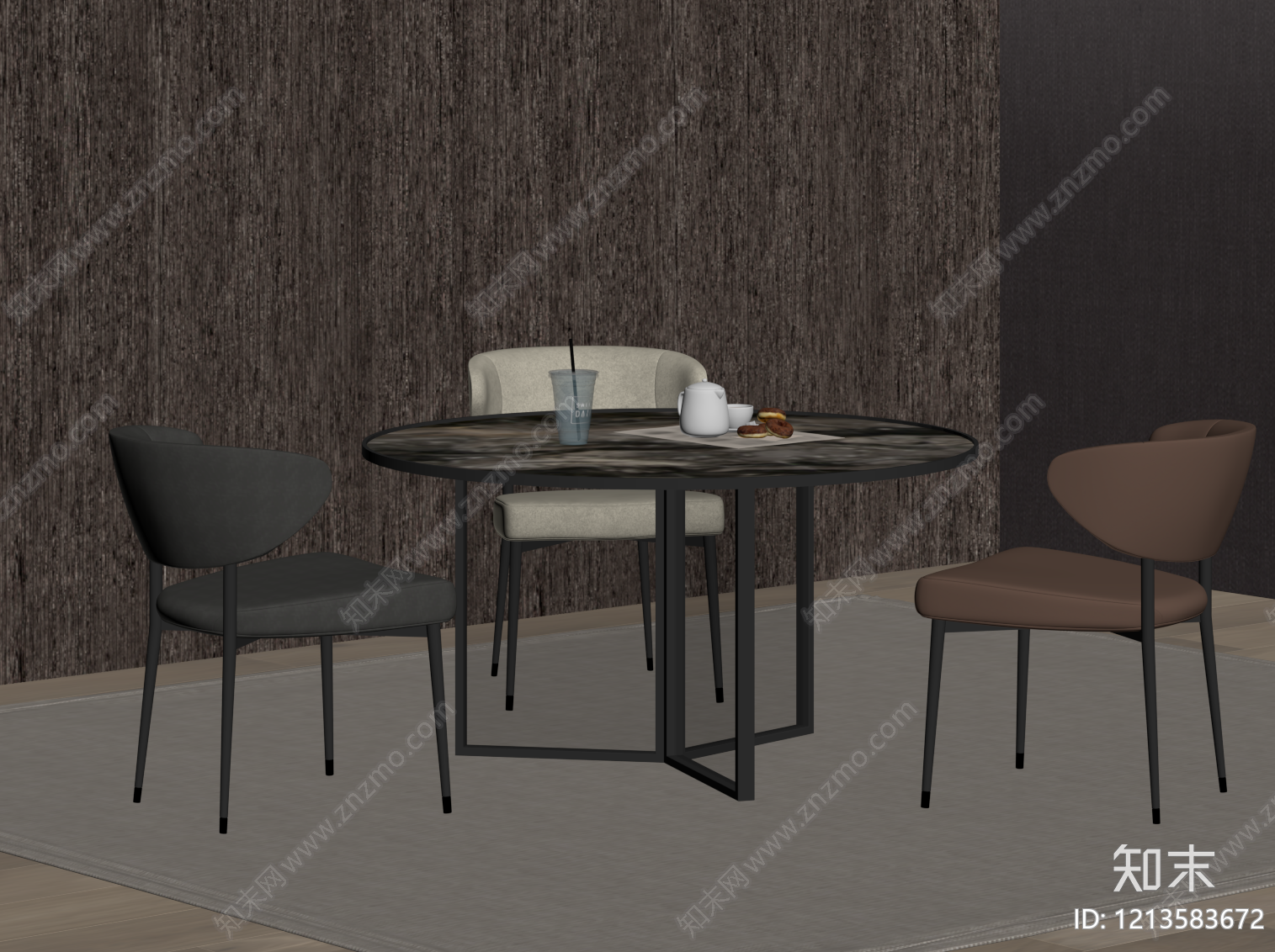 现代简约休闲桌椅SU模型下载【ID:1213583672】