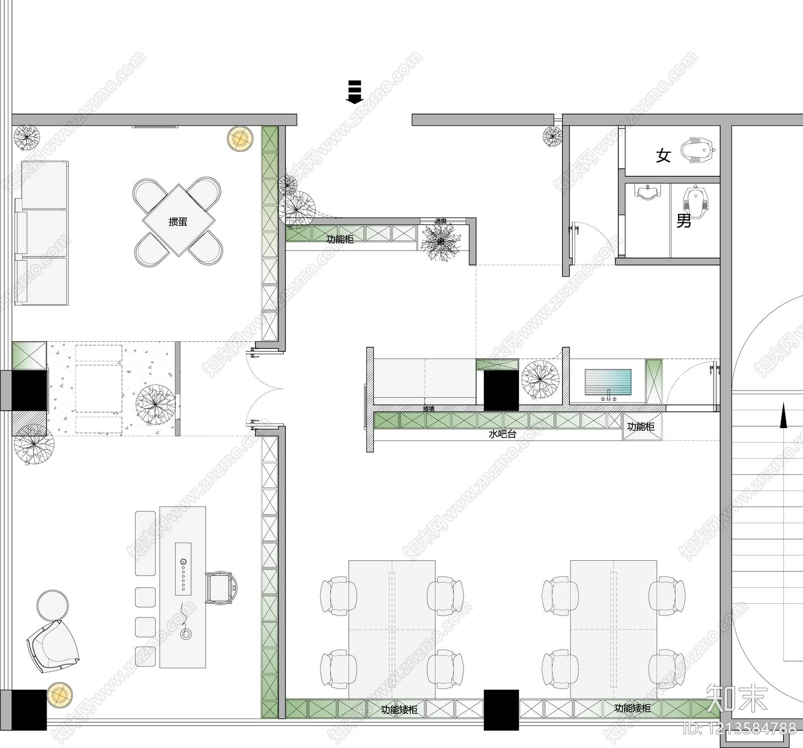 现代工装平面图施工图下载【ID:1213584788】