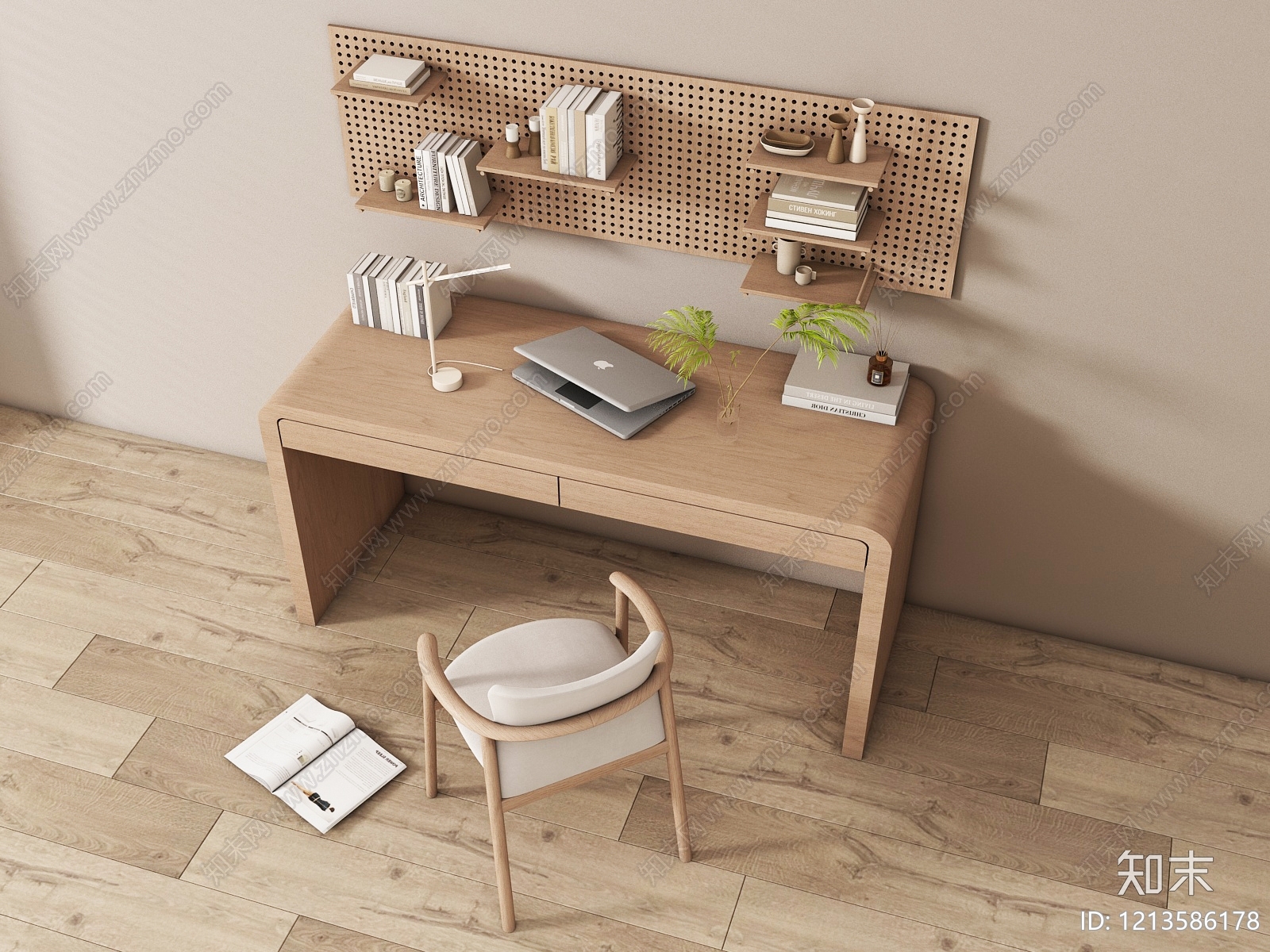 原木风书房3D模型下载【ID:1213586178】