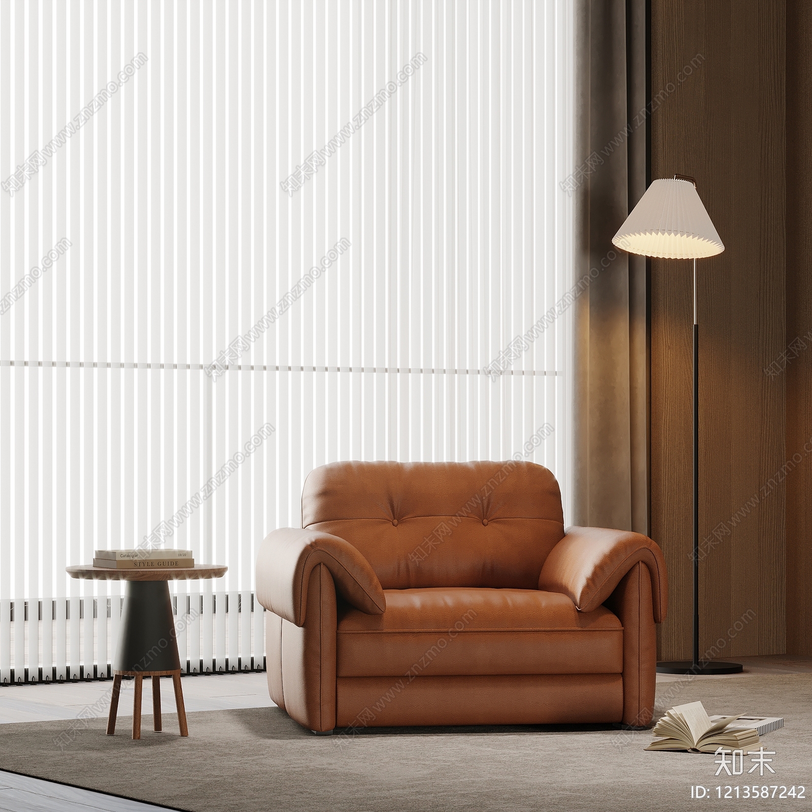 现代简约单人沙发3D模型下载【ID:1213587242】