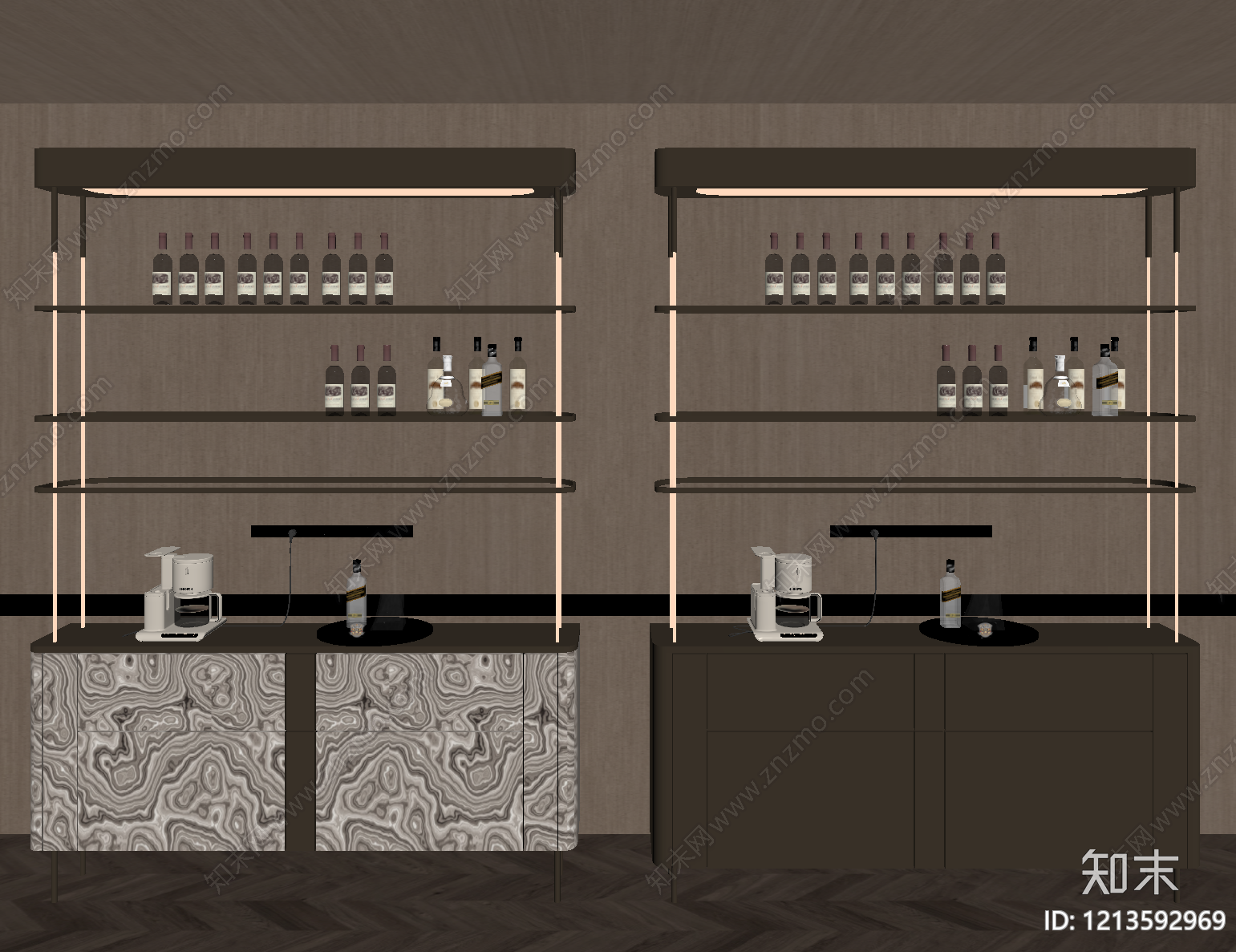意式轻奢酒柜SU模型下载【ID:1213592969】