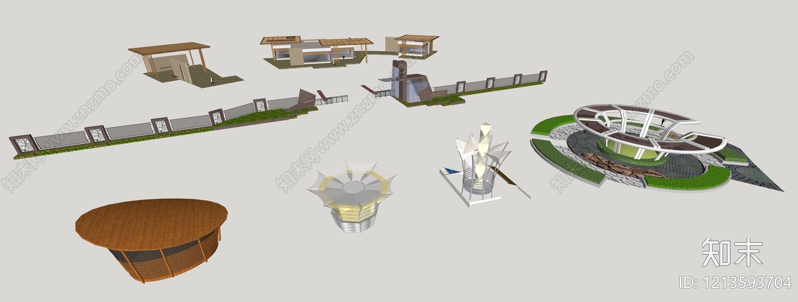 现代主义景观小建筑SU模型下载【ID:1213593704】