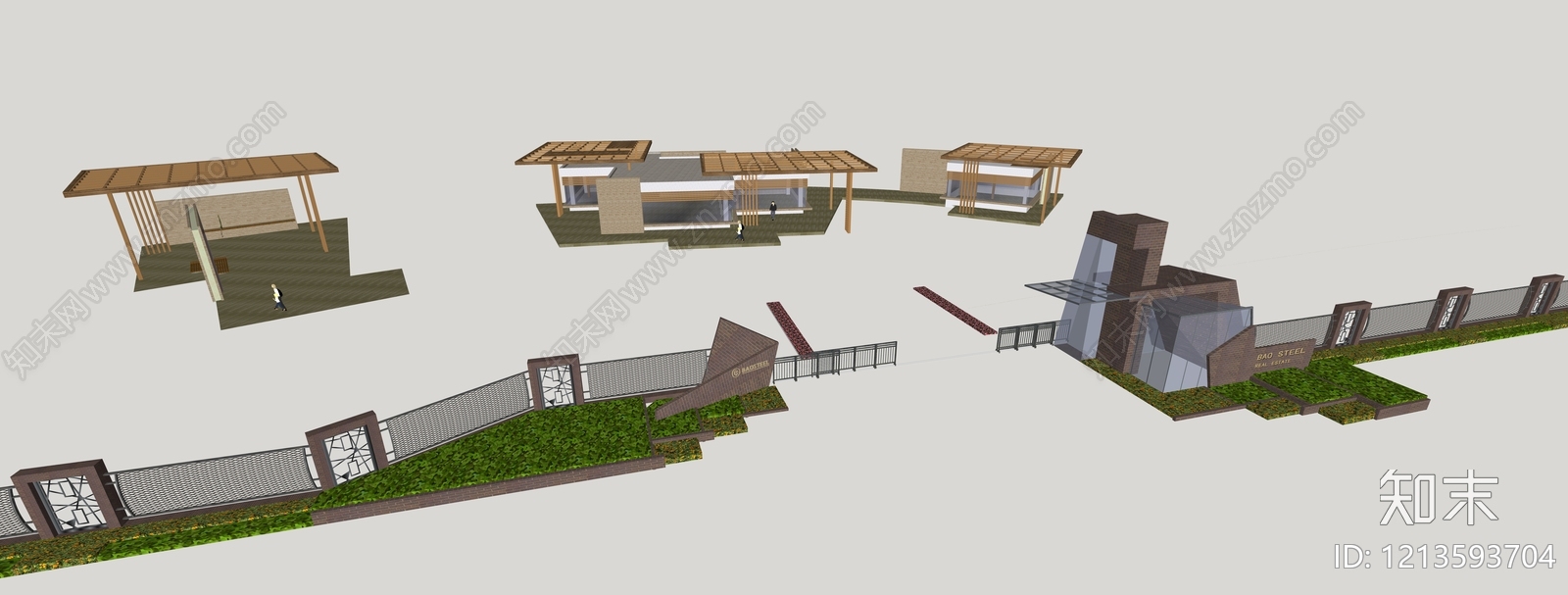 现代主义景观小建筑SU模型下载【ID:1213593704】