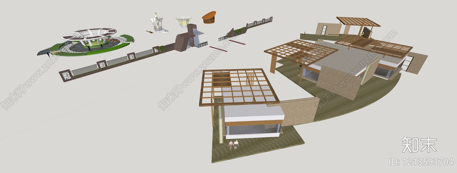现代主义景观小建筑SU模型下载【ID:1213593704】