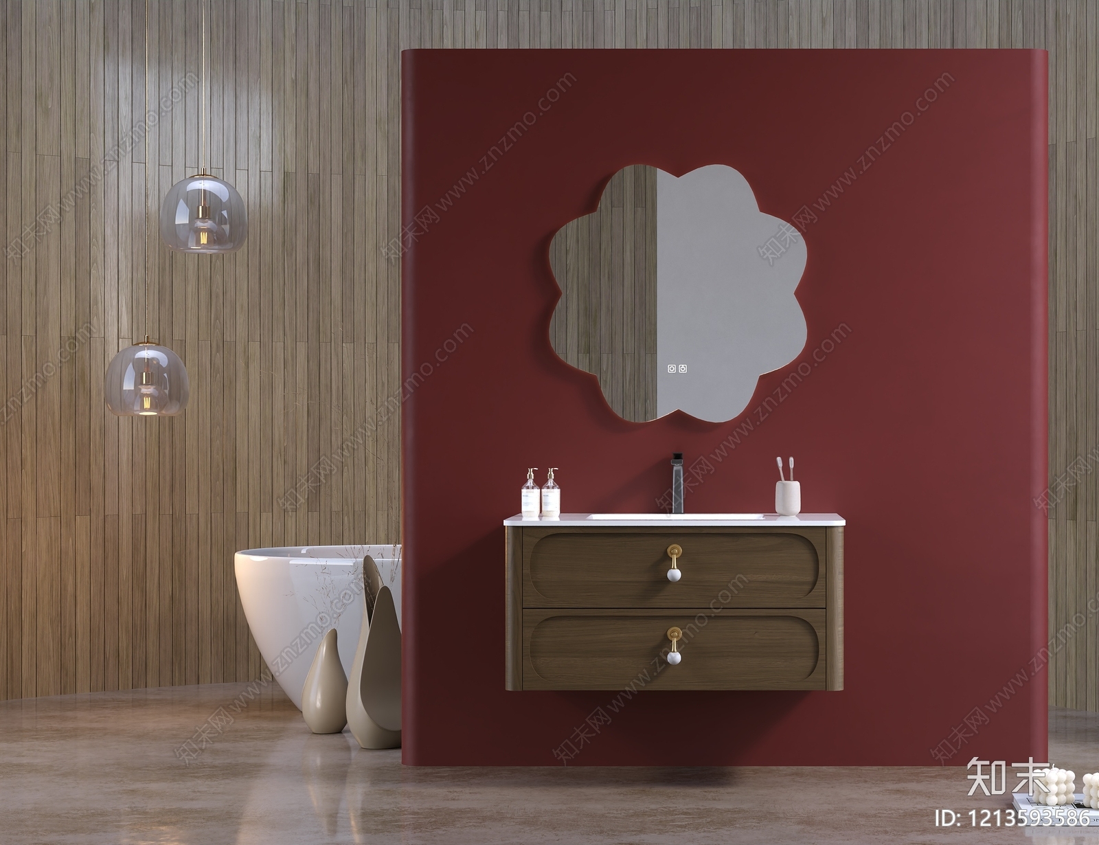 现代复古风卫生间3D模型下载【ID:1213593586】