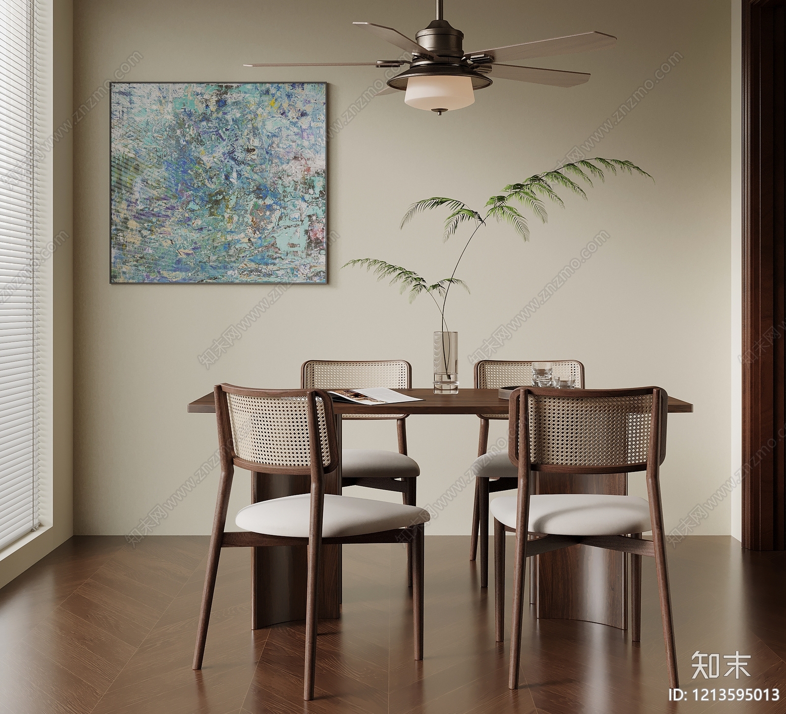 原木风餐桌SU模型下载【ID:1213595013】