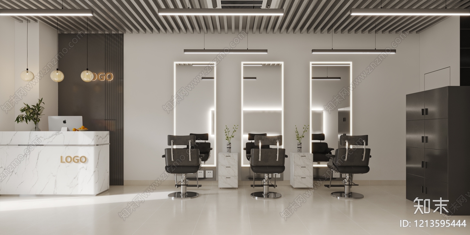 现代简约美发店3D模型下载【ID:1213595444】
