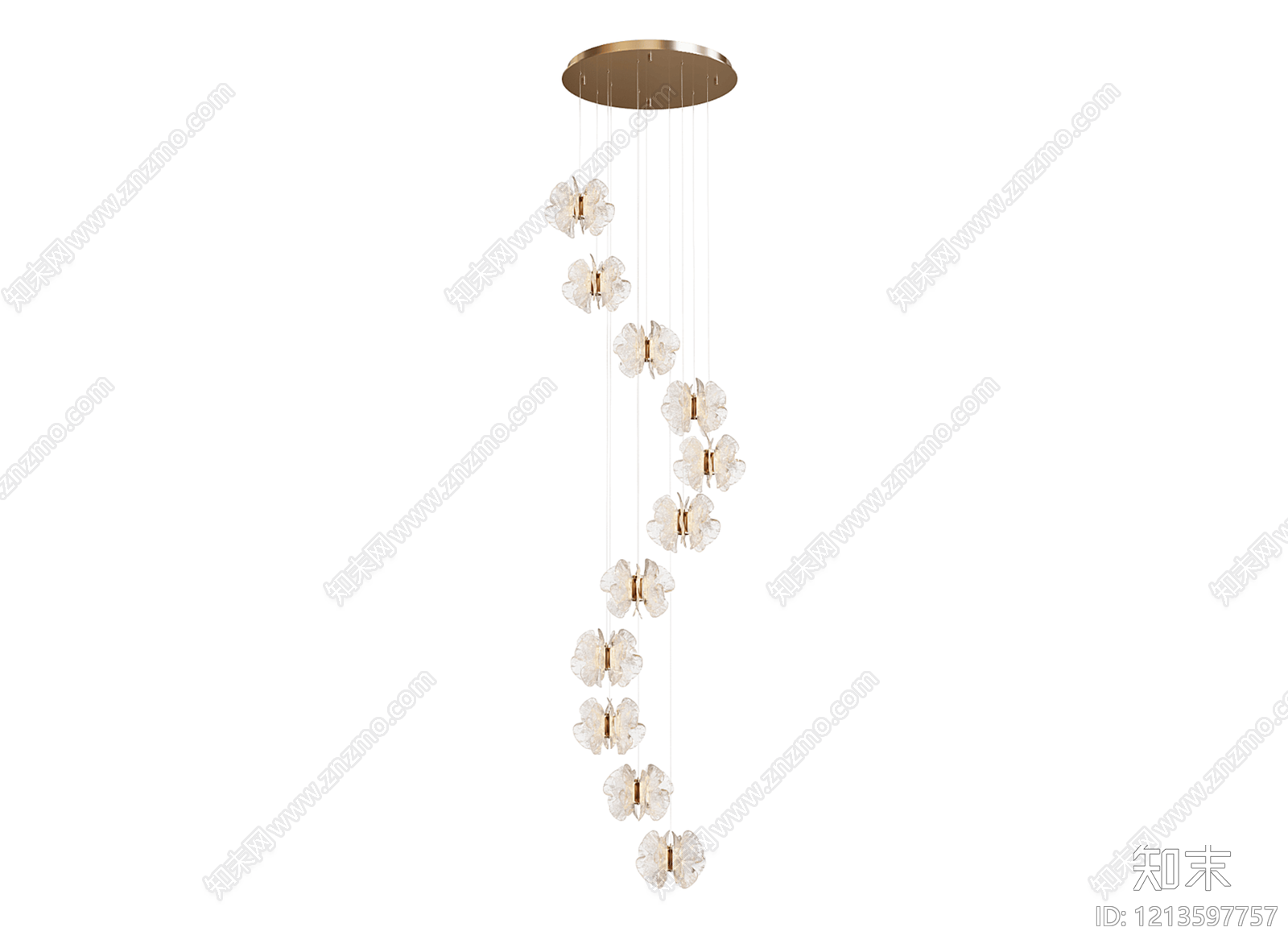 现代轻奢楼梯吊灯3D模型下载【ID:1213597757】