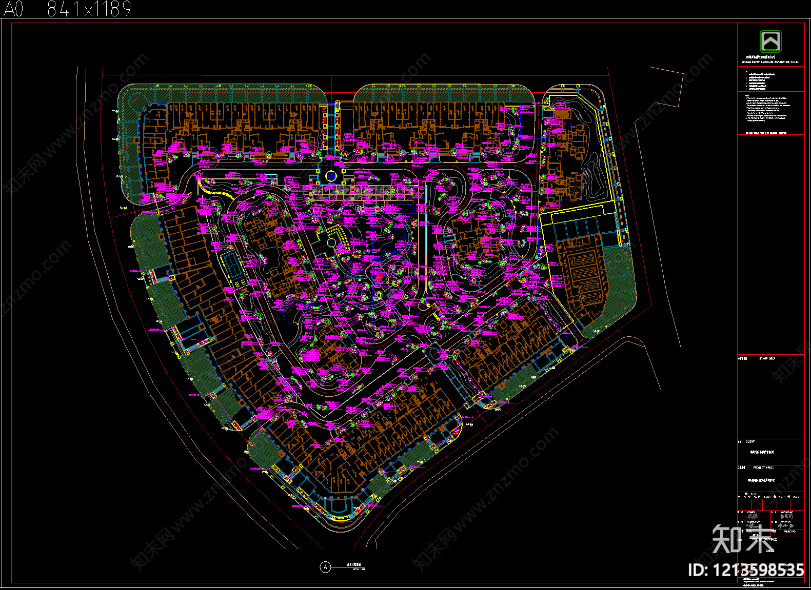 宅间绿地cad施工图下载【ID:1213598535】