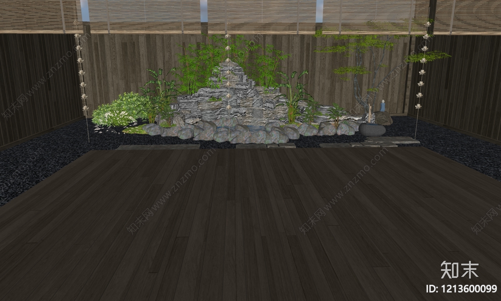 日式禅意假山SU模型下载【ID:1213600099】