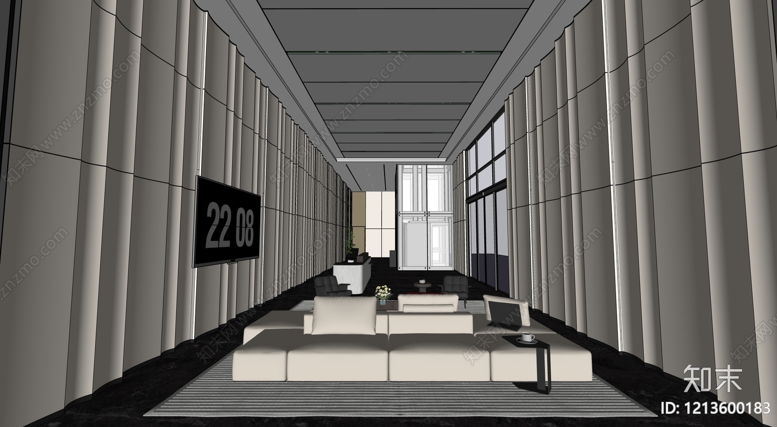 现代办公大堂SU模型下载【ID:1213600183】