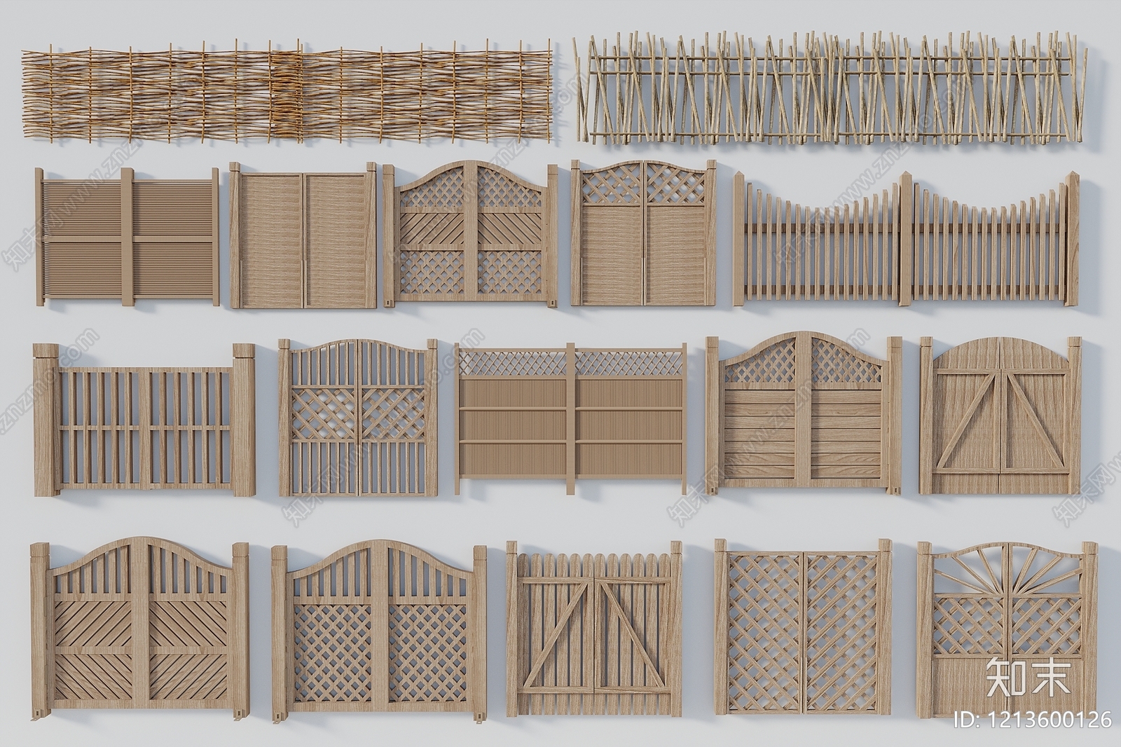 原木风栅栏SU模型下载【ID:1213600126】