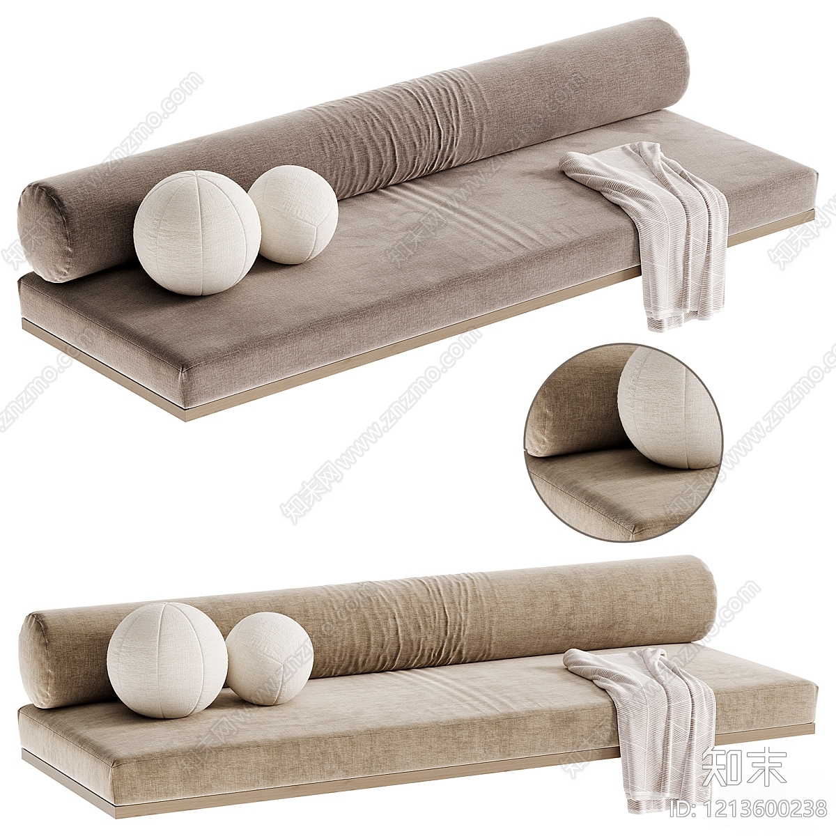 侘寂沙发床3D模型下载【ID:1213600238】