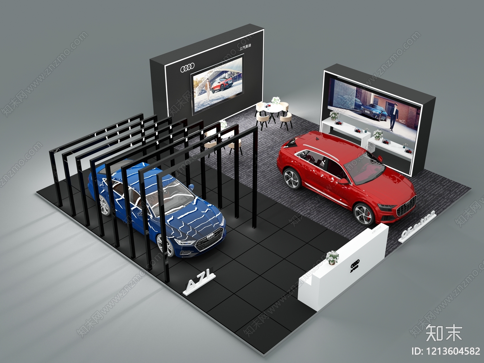 极简主义汽车展台3D模型下载【ID:1213604582】