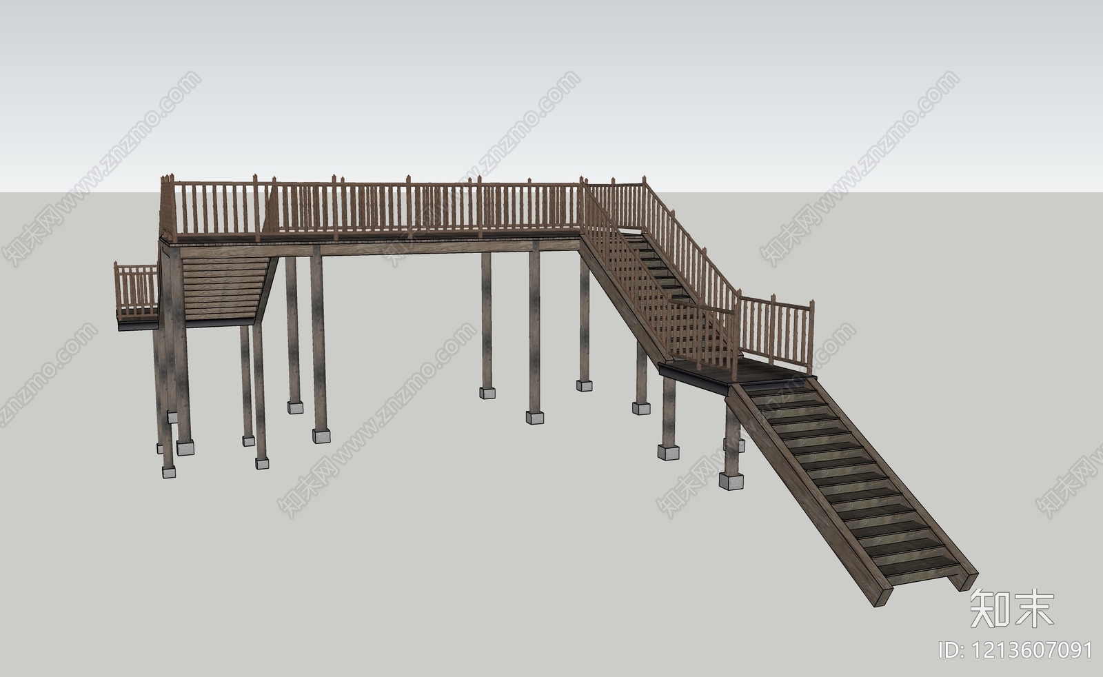 新中式景观天桥SU模型下载【ID:1213607091】