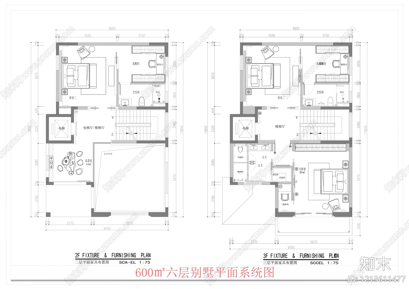 现代中式别墅建筑cad施工图下载【ID:1213611477】