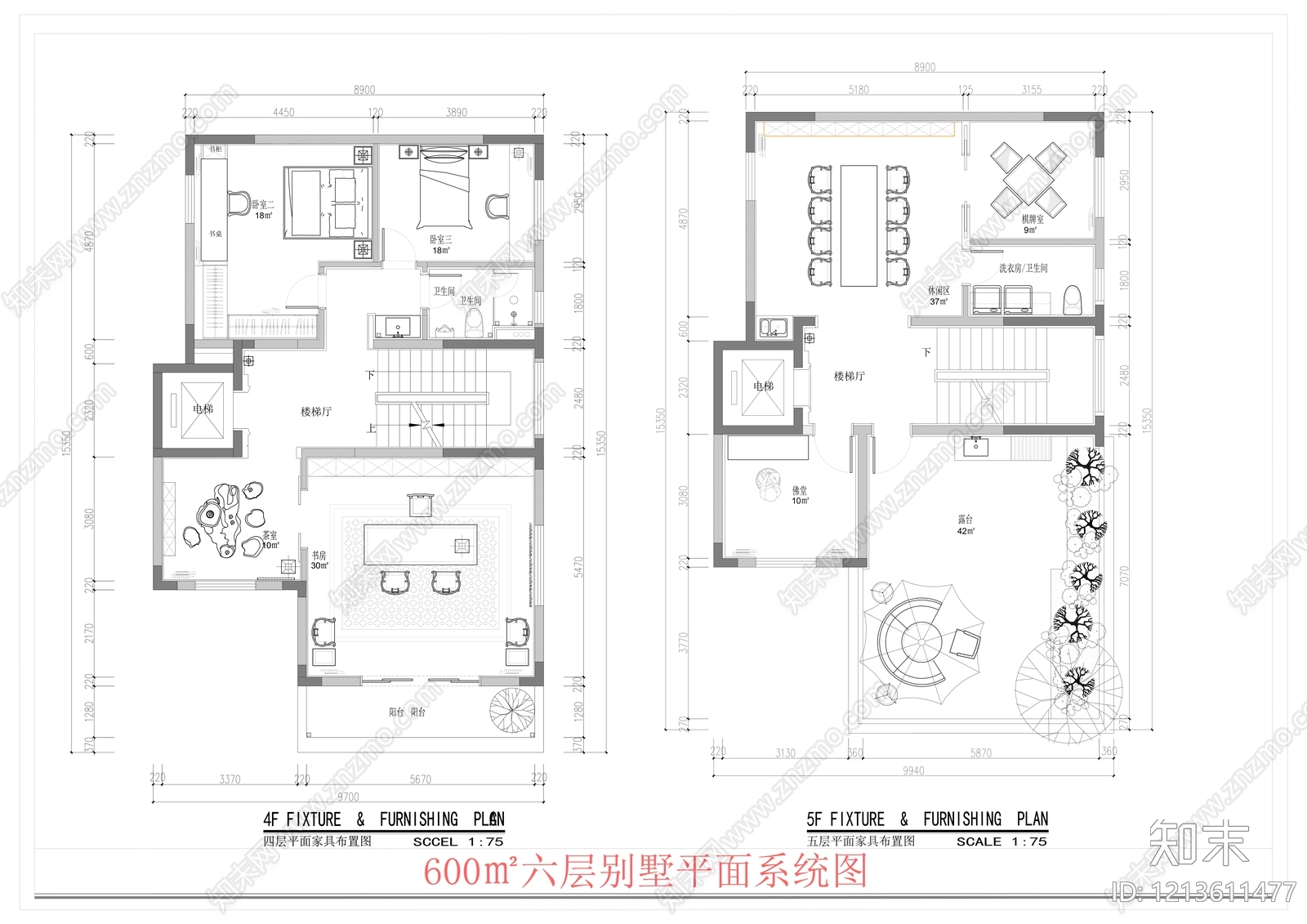 现代中式别墅建筑cad施工图下载【ID:1213611477】