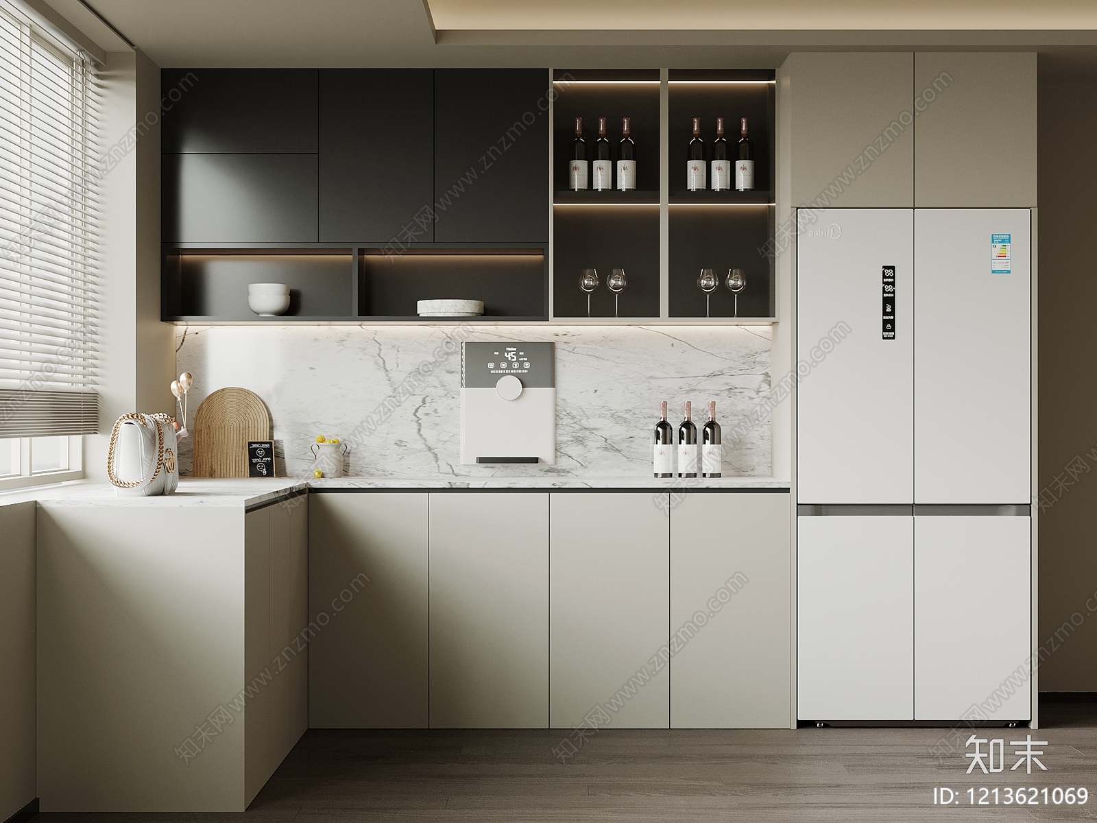 现代简约开放式厨房3D模型下载【ID:1213621069】