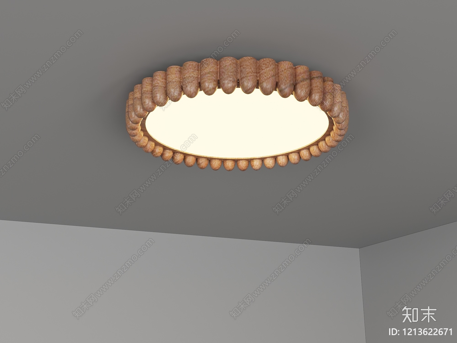 原木风儿童房吸顶灯3D模型下载【ID:1213622671】