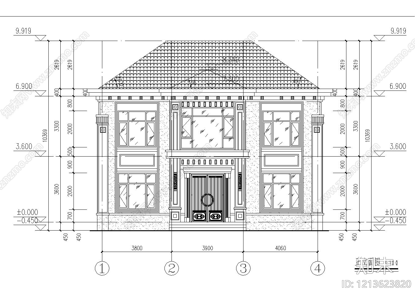 新中式现代住宅楼建筑cad施工图下载【ID:1213623820】