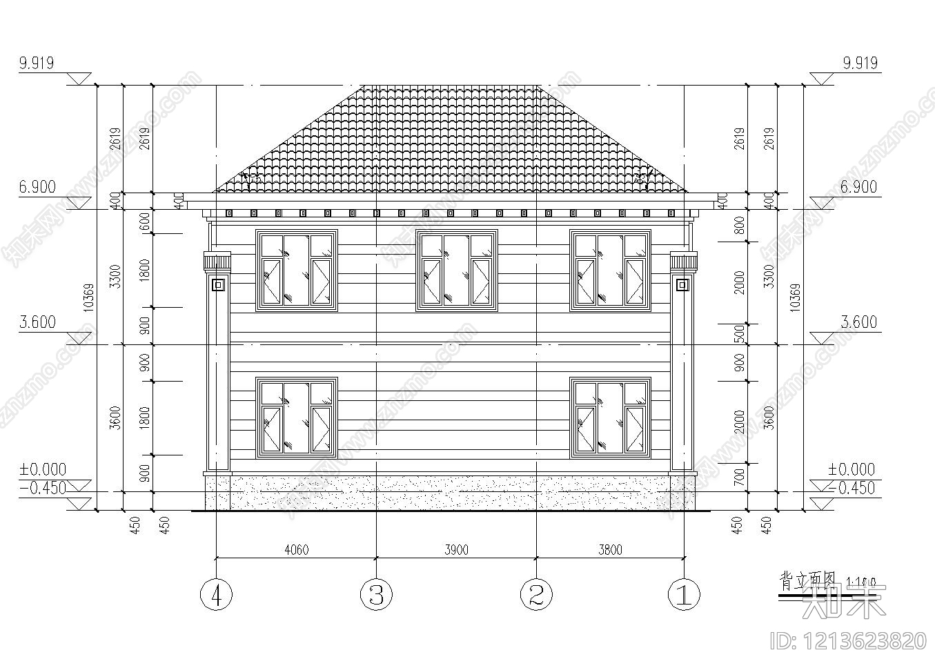 新中式现代住宅楼建筑cad施工图下载【ID:1213623820】