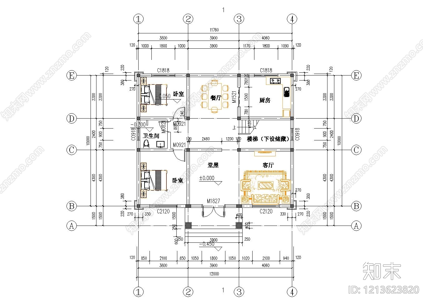 新中式现代住宅楼建筑cad施工图下载【ID:1213623820】